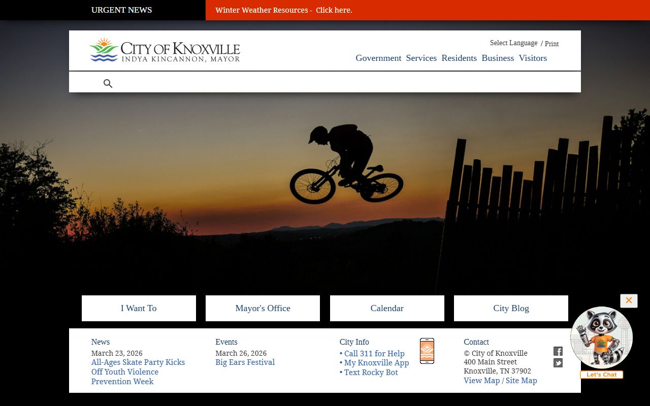 Knoxville city government website for Knoxville bankruptcy records research