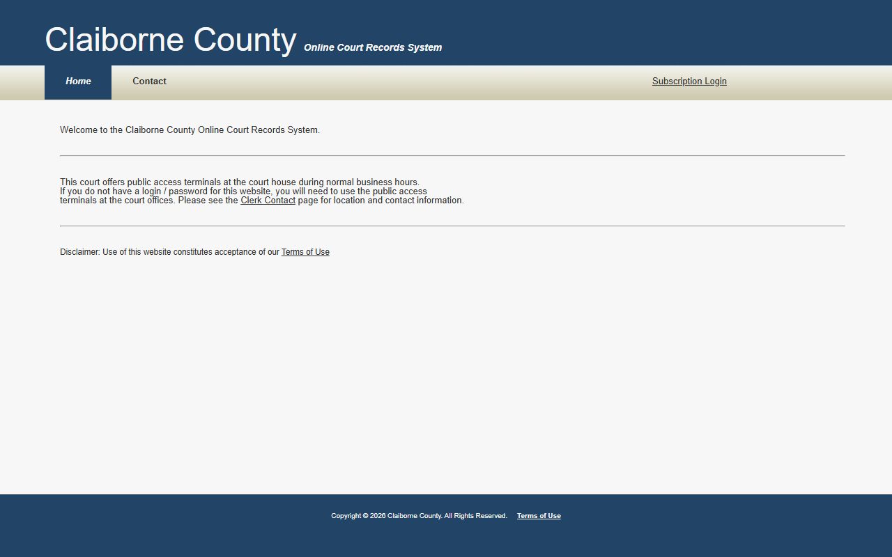 Claiborne County court records on the Tennessee Courts Information System