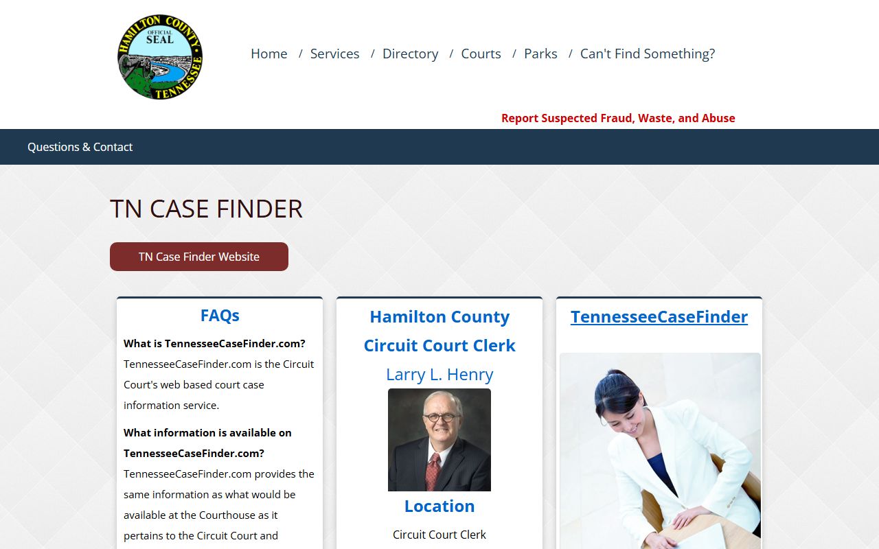 Hamilton County Circuit Court TN Case Finder search portal for local civil case dockets