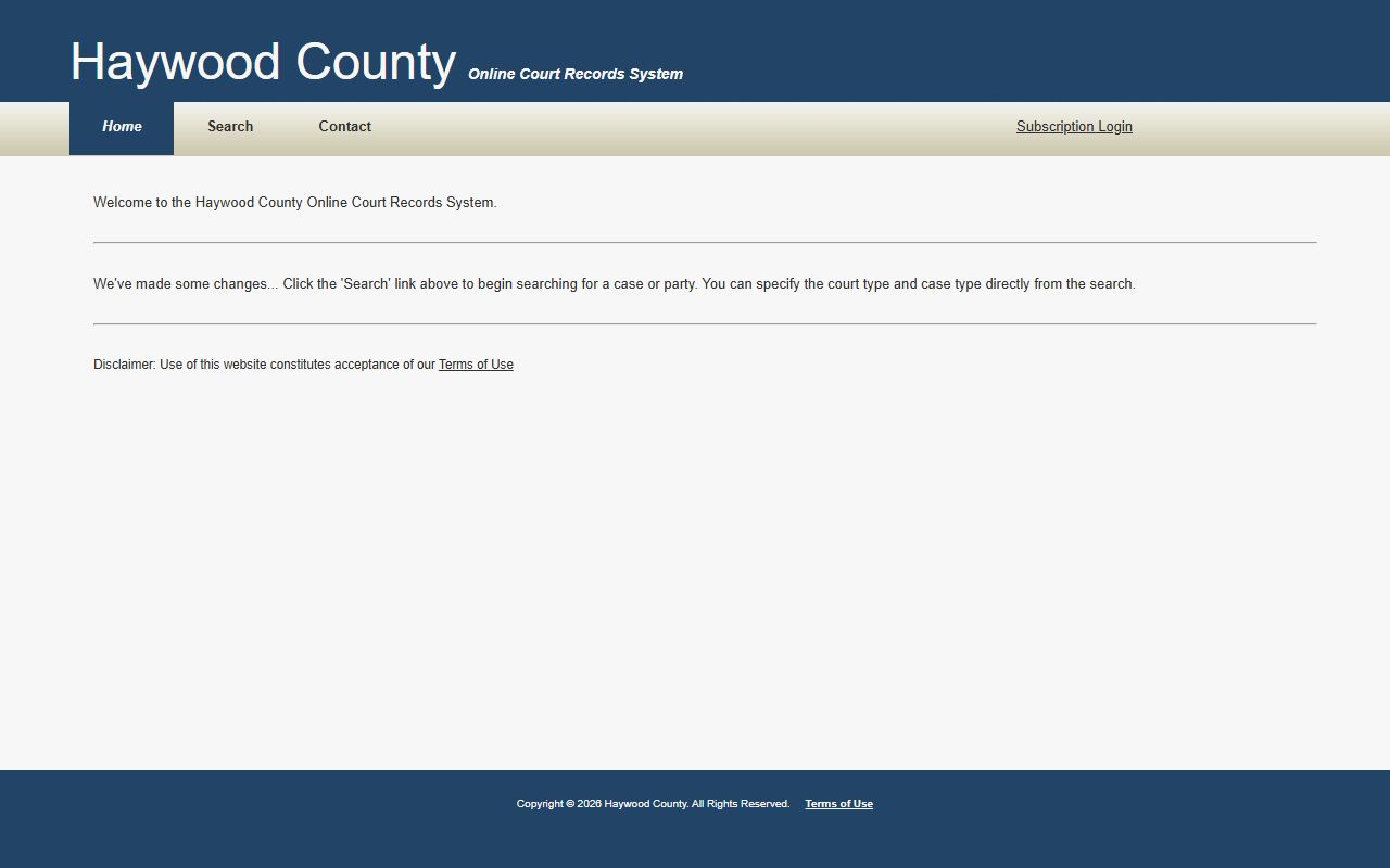 Haywood County court records on the Tennessee Courts Information System