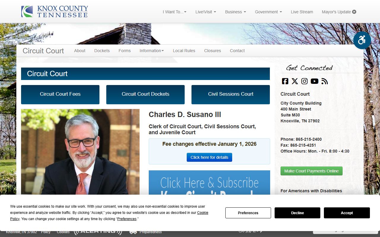 Knox County Circuit Court Clerk office for civil case records