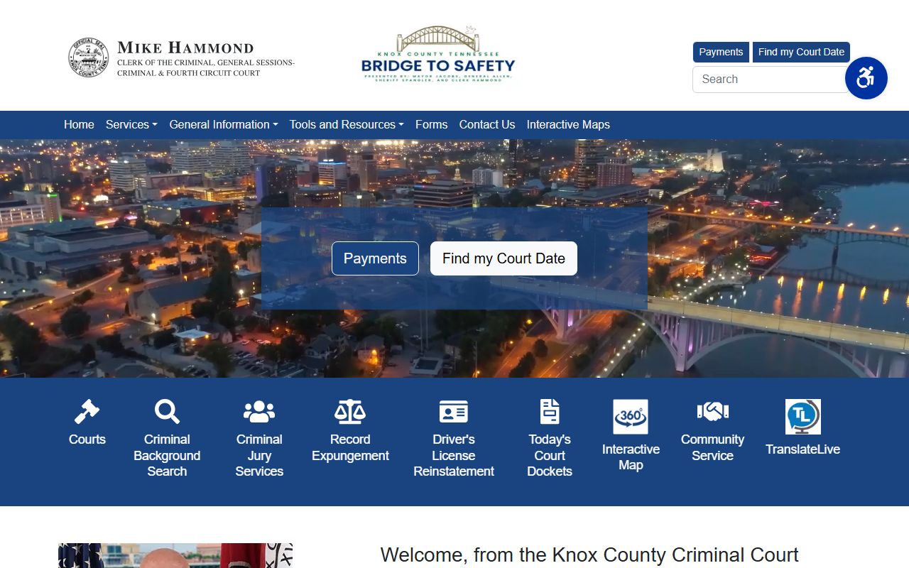 Knox County Criminal Court online records search portal