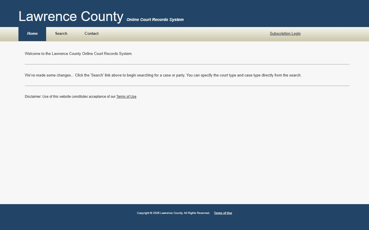 Lawrence County court records online portal for state-level case research