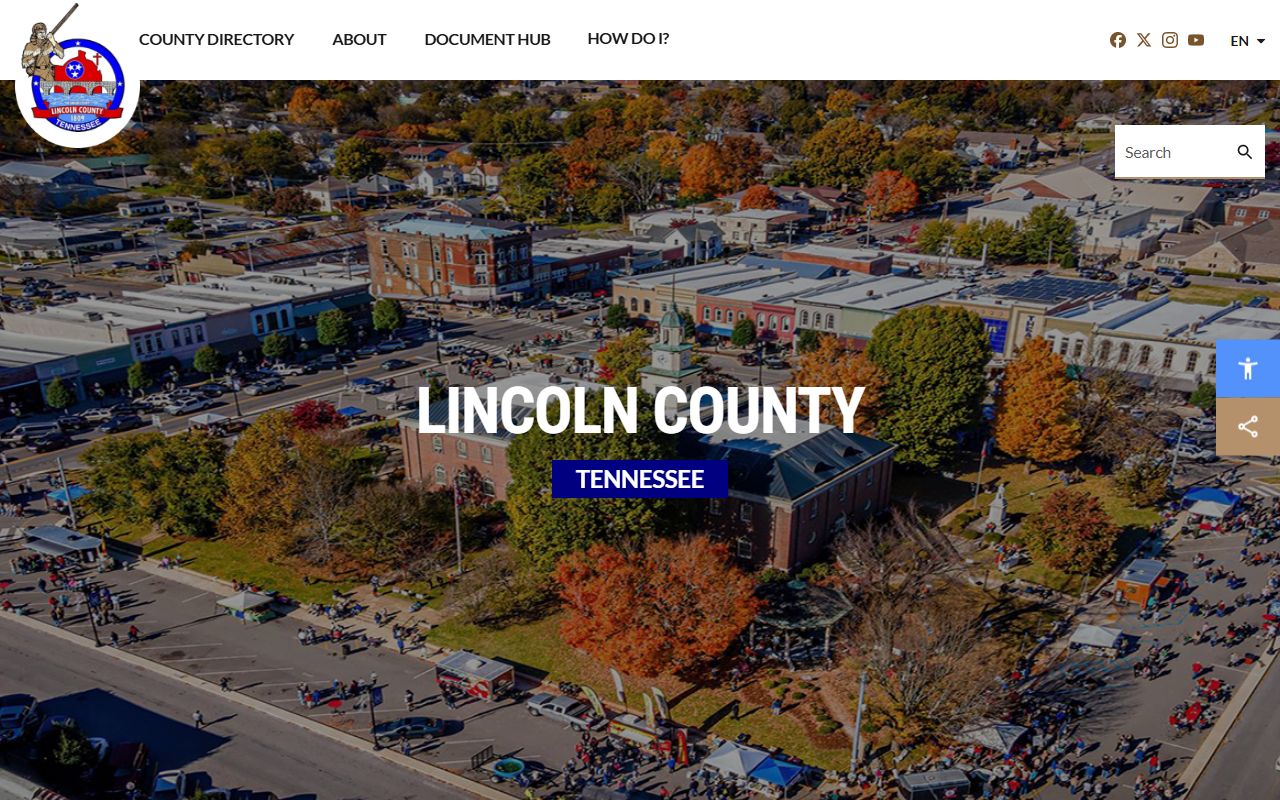 Lincoln County government portal showing county offices and court clerk contact for bankruptcy records