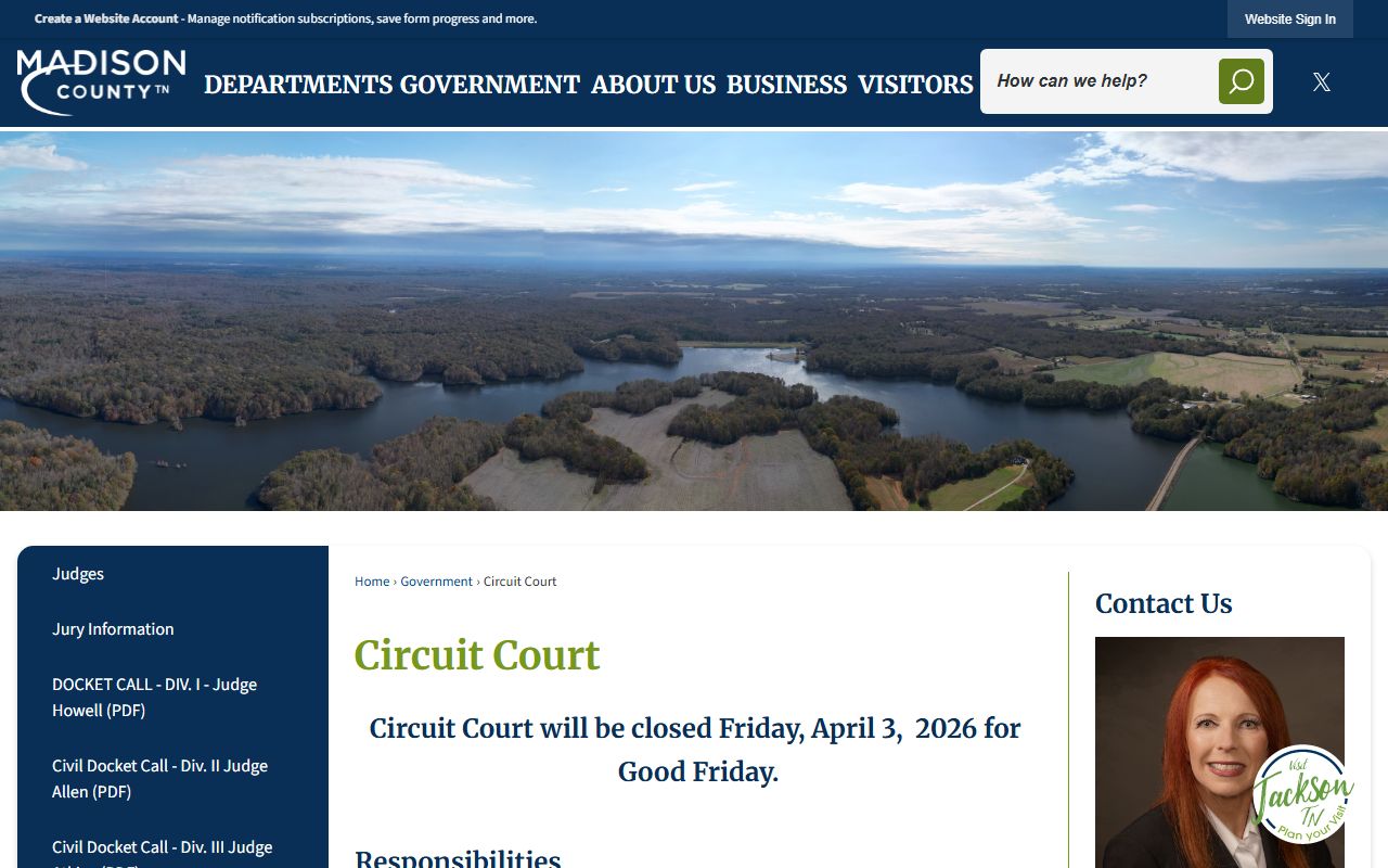 Madison County Circuit Court page showing state court information relevant to Madison County bankruptcy records