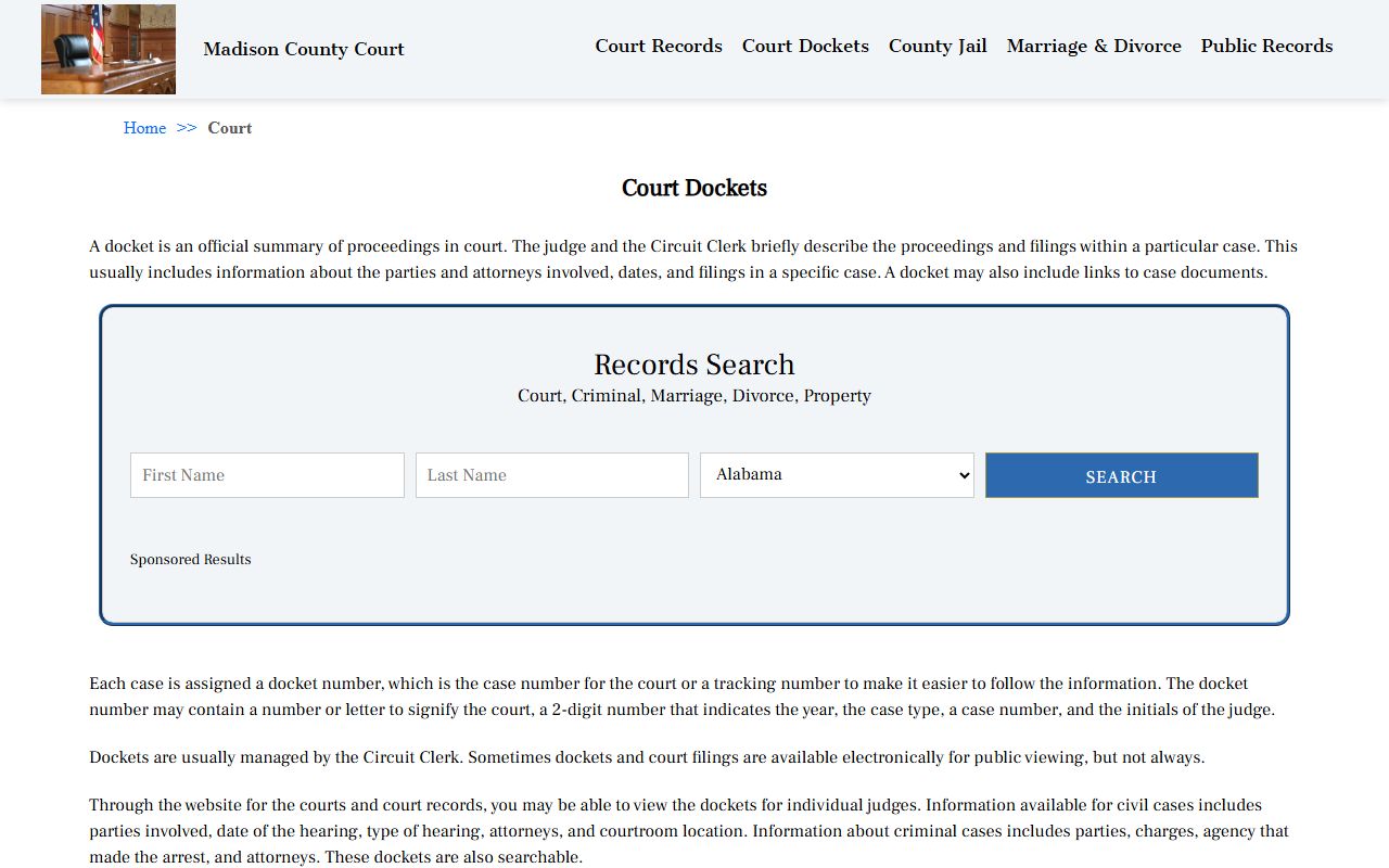 Madison County court dockets online for checking state case schedules alongside federal bankruptcy records