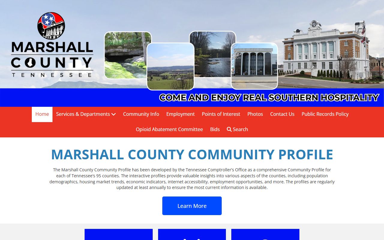 Marshall County government website with contact information for county court clerk relevant to bankruptcy records
