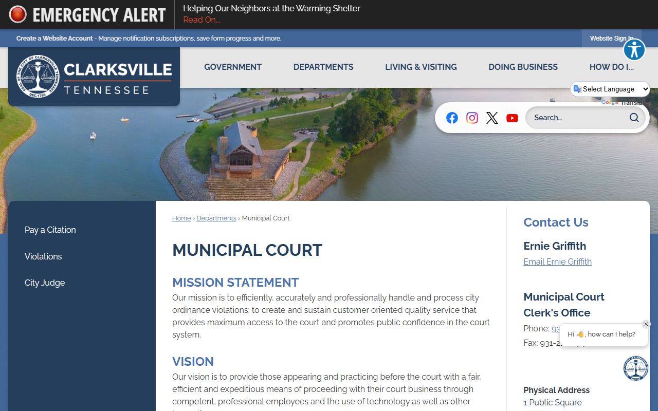 Clarksville Municipal Court records portal for Montgomery County bankruptcy records research