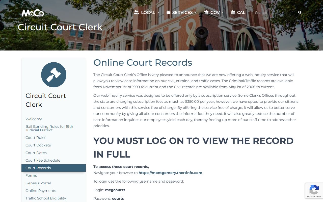 Montgomery County Circuit Court online records portal