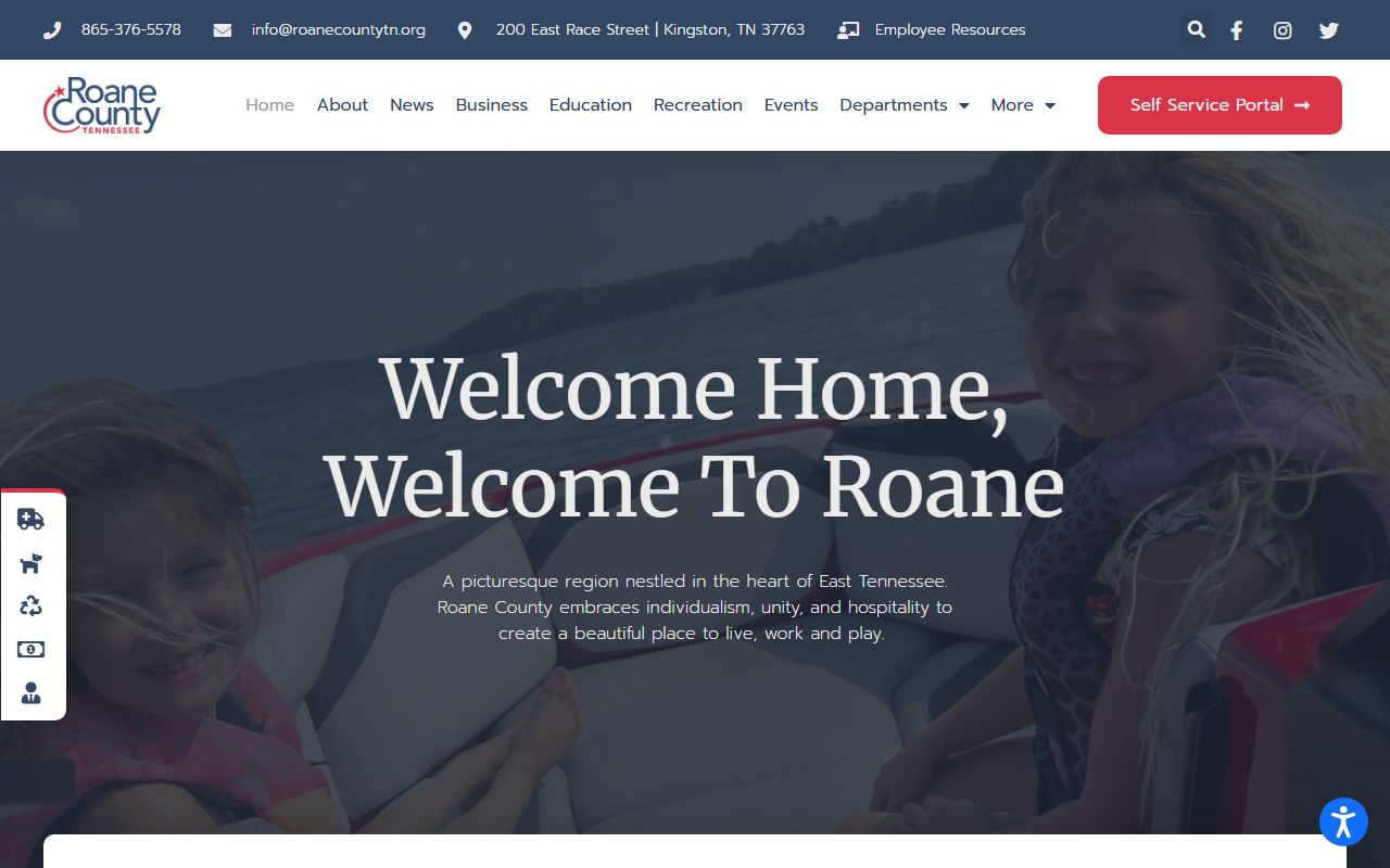 Roane County government portal showing local court and clerk resources