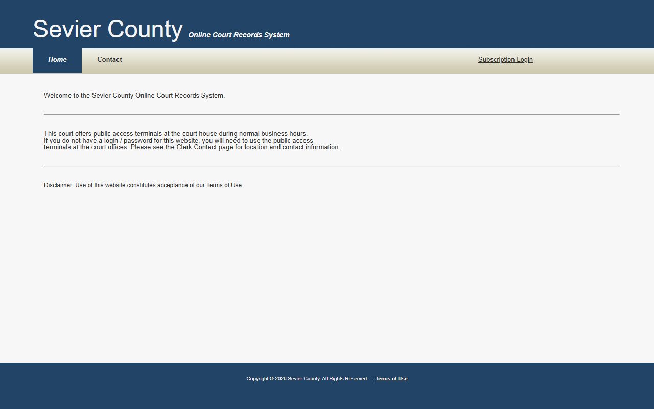 Sevier County court records portal for state civil and criminal case data