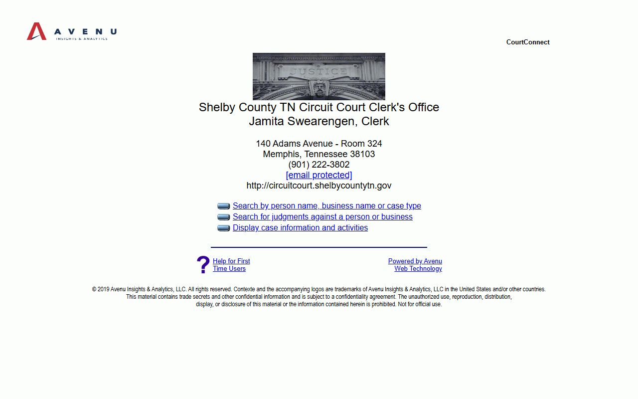 Shelby County Circuit Court online data system for civil case searches