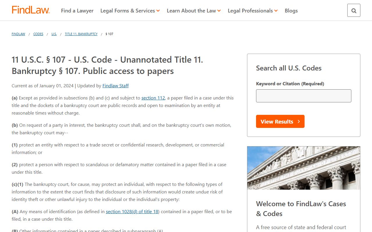 11 U.S.C. Section 107 federal bankruptcy statute governing public access to Tennessee bankruptcy records